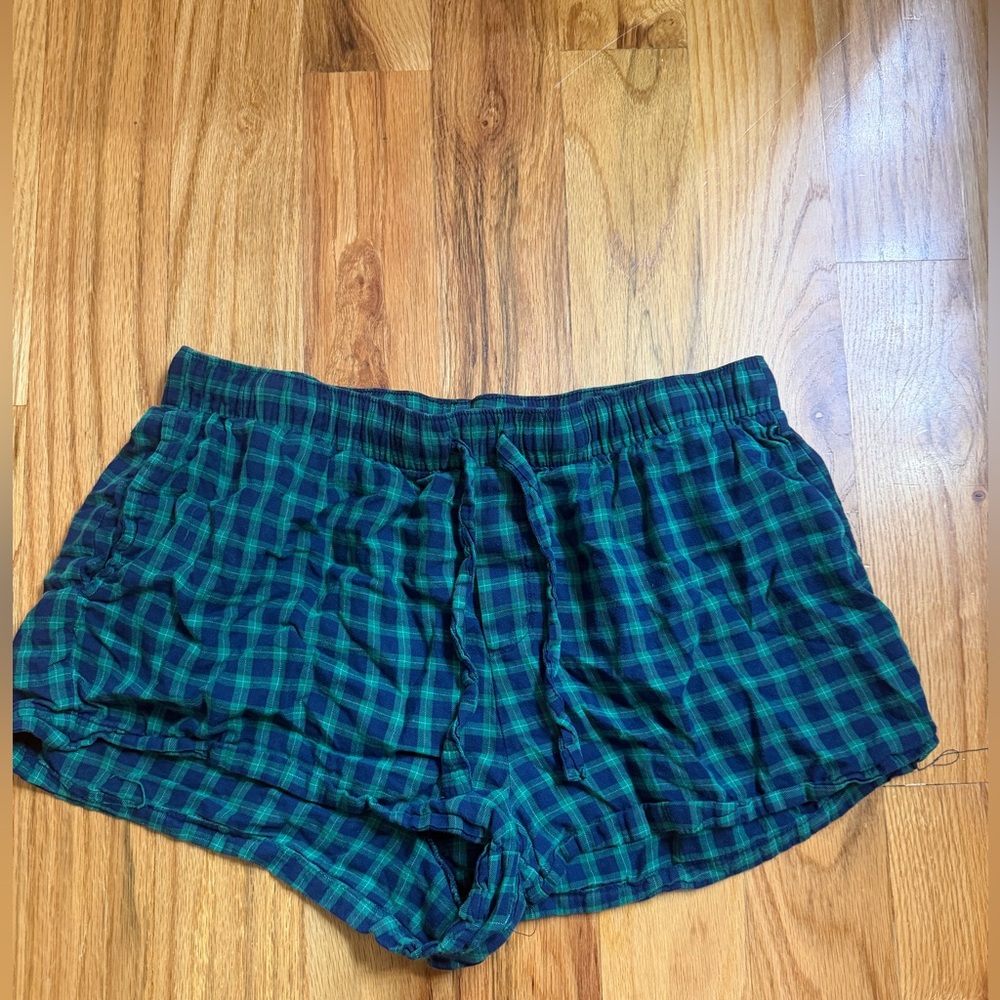 Target Blue and Green Plaid Pajama Shorts